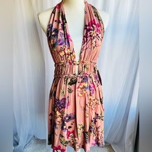 ⭐️NEW WITH TAG⭐️ PINK FLORAL HALTER DRESS | Size M